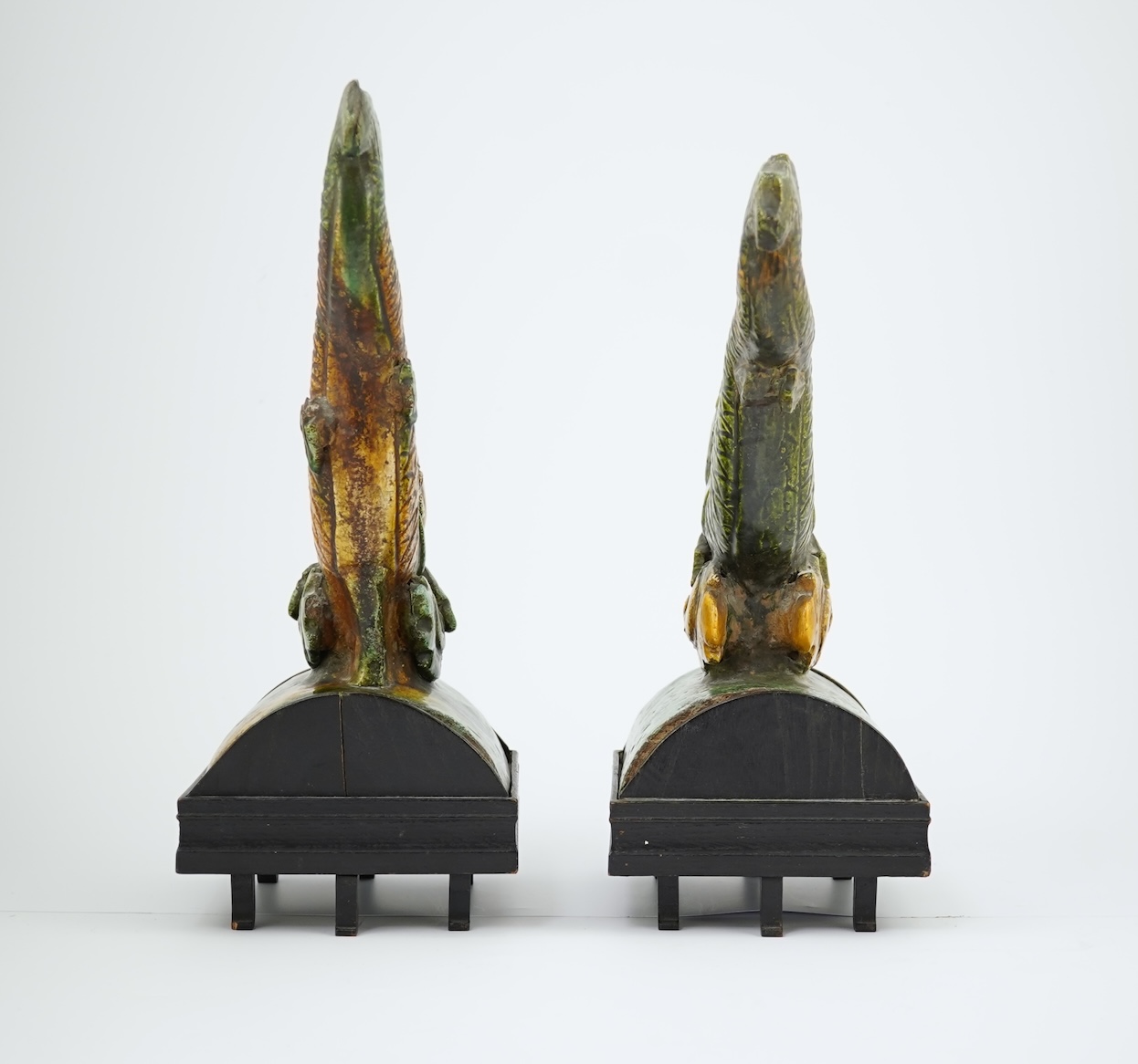 Two Chinese sancai ‘dragon-fish’ ridge tiles, Ming dynasty, c.1580-1620